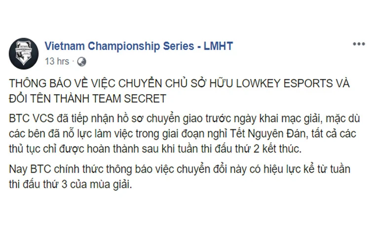 Chính thức: Lowkey Esports chuyển chủ sở hữu và đổi tên thành Team Secret - Hình 1