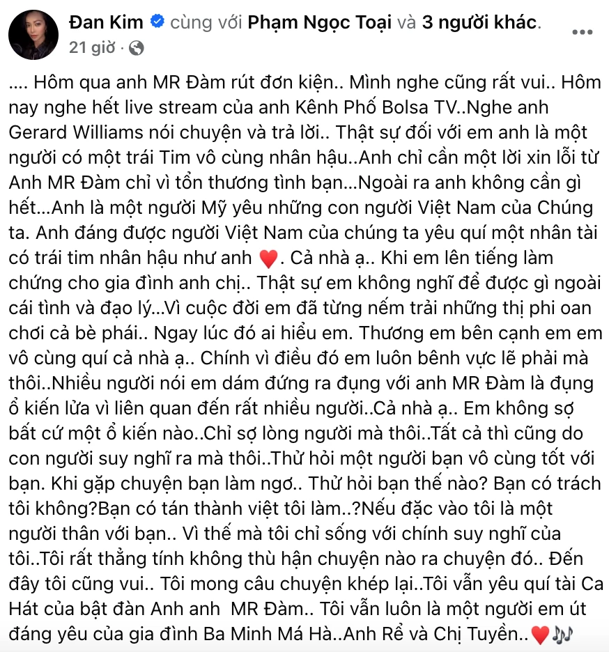 Đan Kim đăng đàn nói về Mr Đàm, xin lỗi vì sợ đụng ổ kiến lửa? - Hình 6