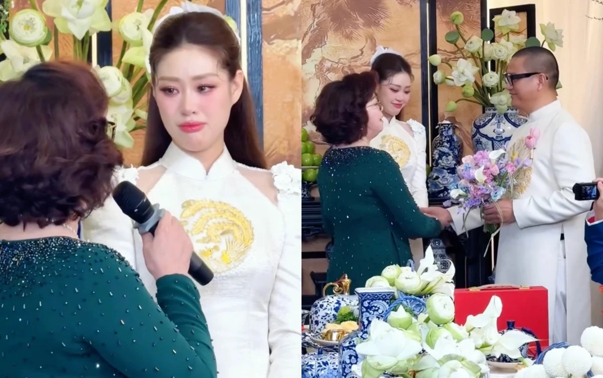 Lễ ăn hỏi Khánh Vân: Cô dâu khóc nức nở, chú rể lộ biểu cảm, hành động ngỡ ngàng - Hình 4