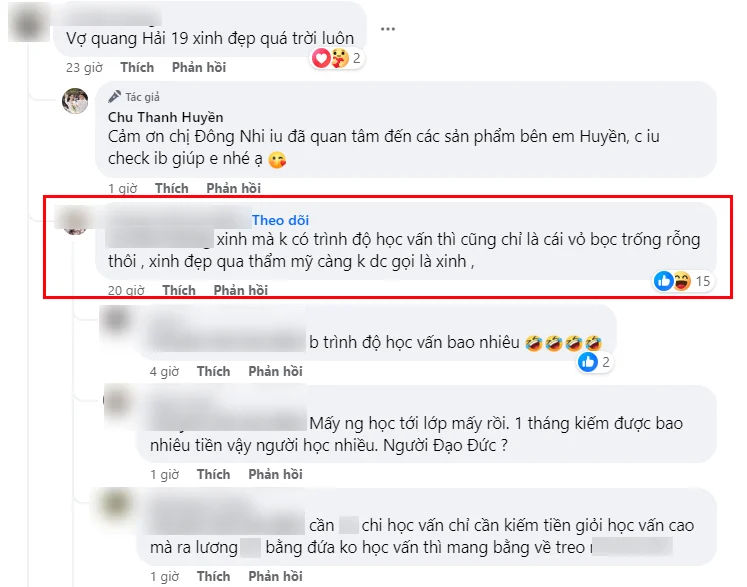 Chu Thanh Huyền bị mỉa mai nặng lời, sốc với thái độ gay gắt của cư dân mạng - Hình 2