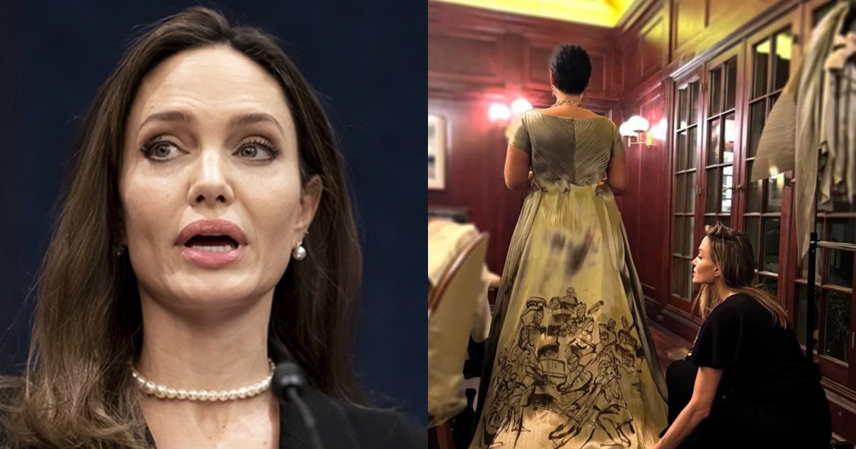 Angelina Jolie đầu bù tóc rối, hạ mình quỳ gối, nâng váy cho 1 ngôi sao? - Hình 7