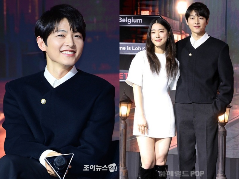Song Joong Ki khoe cẩu lương với bà xã người Anh ở sự kiện, vợ chiếm sạch spotlight của cả dàn sao vì quá đẹp - Hình 1