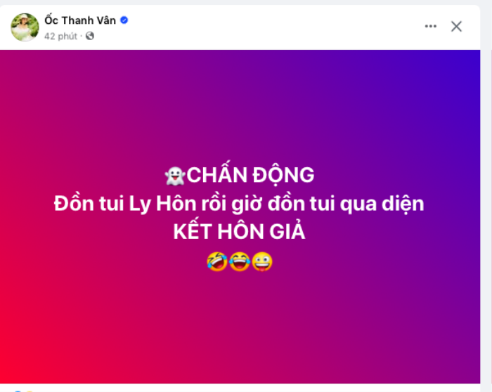 Ốc Thanh Vân hết bị đồn ly hôn giờ tới kết hôn giả, bất lực lên mạng cầu cứu - Hình 2