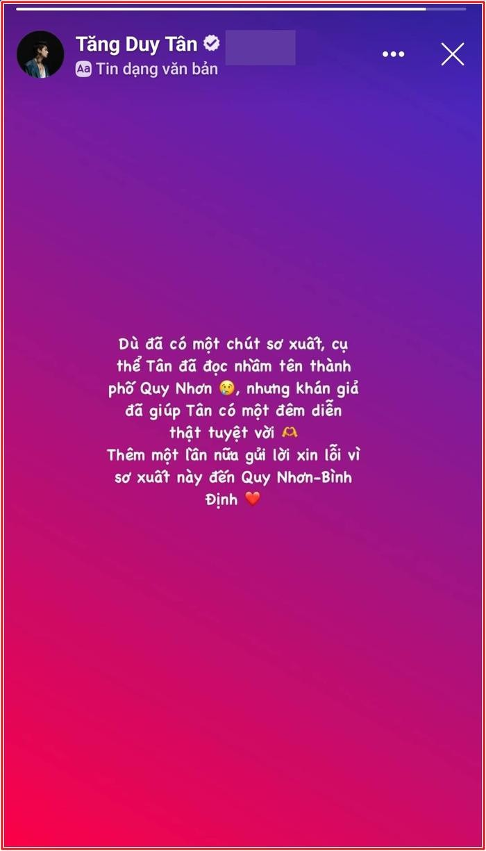 Tăng Duy Tân hàm hồ trên sân khấu, xanh mặt xin lỗi trước hàng nghìn khán giả - Hình 3