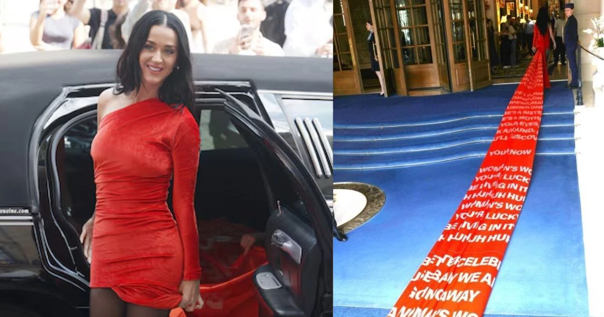 Katy Perry diện váy gần 200m như thảm lau sàn, kéo lê hệt đoàn tàu gây choáng - Hình 7