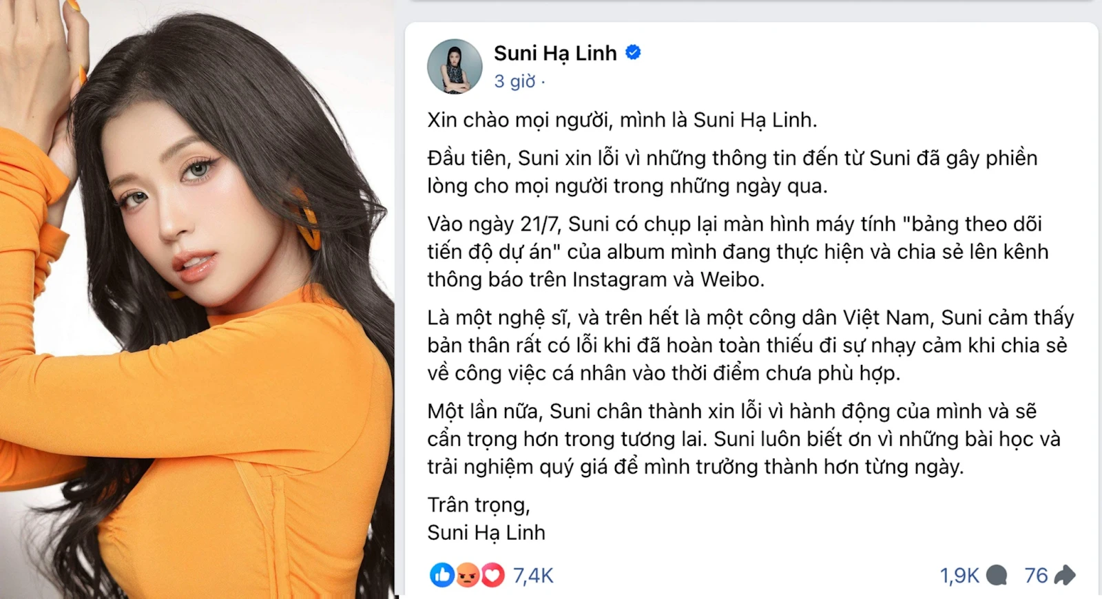 Suni Hạ Linh lấy lòng fan Trung, bỏ bê nước nhà share bài cổ vũ ngày quốc tang - Hình 3