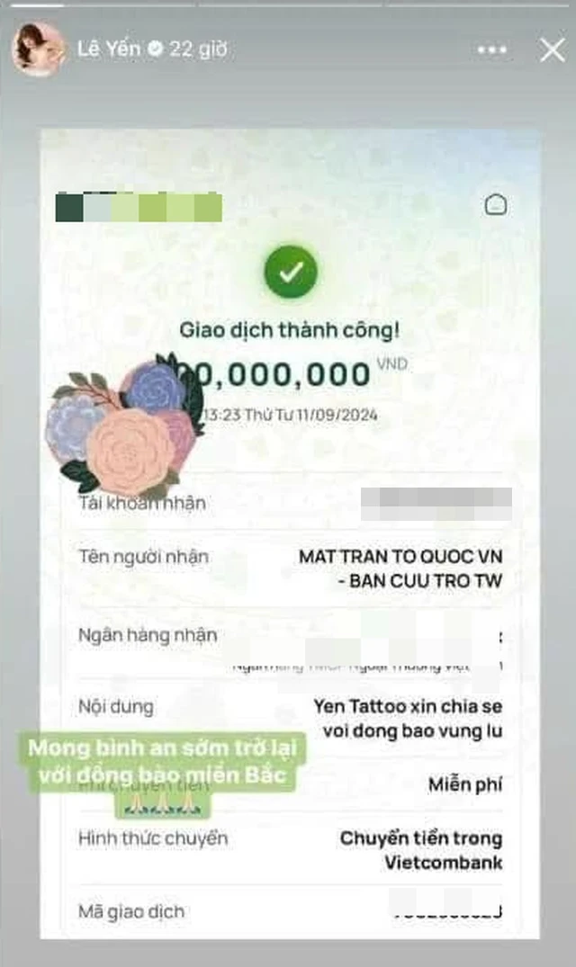 Yến Tattoo: Nữ ca sĩ Vbiz phông bạt tiền ủng hộ lũ lụt, sự nghiệp âm nhạc nhạt - Hình 1