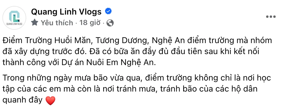 Quang Linh Vlogs mang bữa cơm đầu tiên sau bão cho 1 trường học, CĐM xé lòng - Hình 2