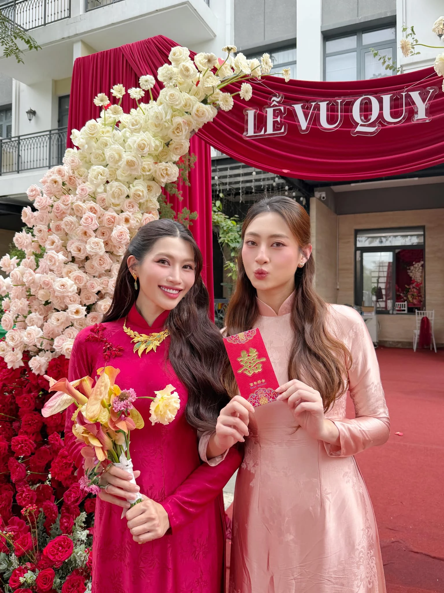 Đám cưới Á hậu Quỳnh Châu: Hé lộ sính lễ nhà thiếu gia, dàn bê tráp toàn người đẹp Vbiz! - Hình 2