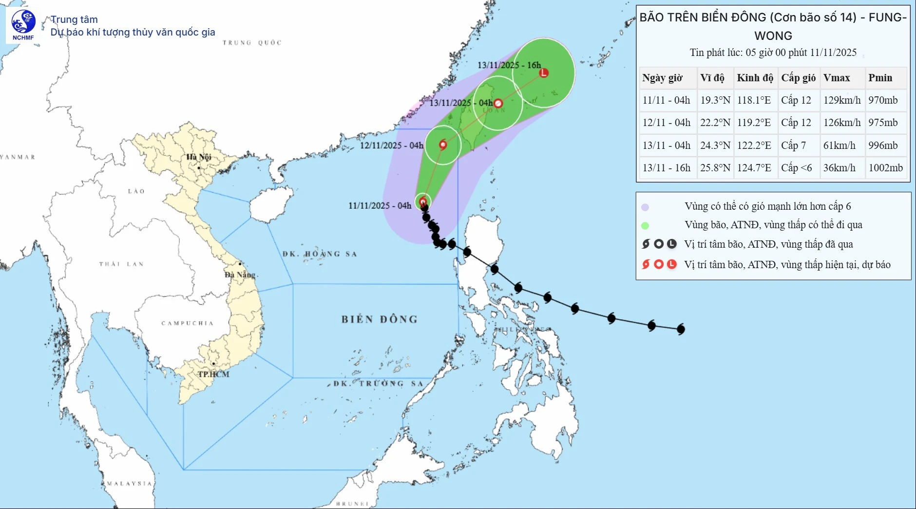 Tin mới nhất về bão số 14 Fung- Wong: Tiếp tục đổi hướng và dần ra khỏi Biển Đông - Hình 1