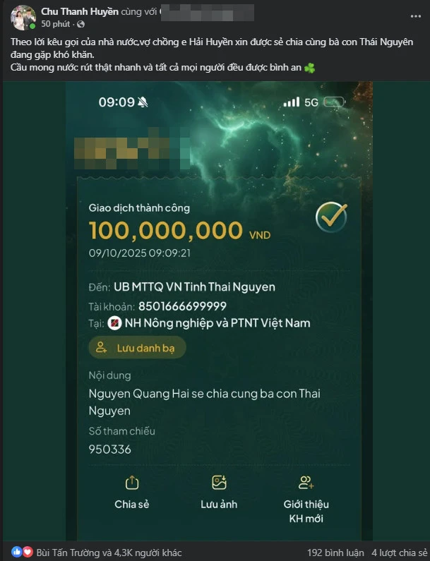 Quang Hải ủng hộ gấp 4 tỉnh miền Trung bị lũ lụt, con số khiến CĐM dậy sóng - Hình 3