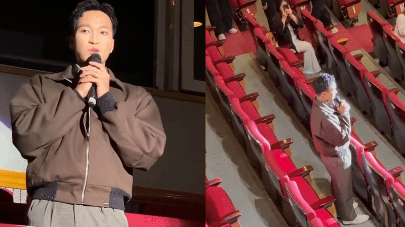 Diễn viên Mưa Đỏ bật khóc khi tổ chức fanmeeting không bán được vé, hàng ghế trống nhan nhản - Hình 1