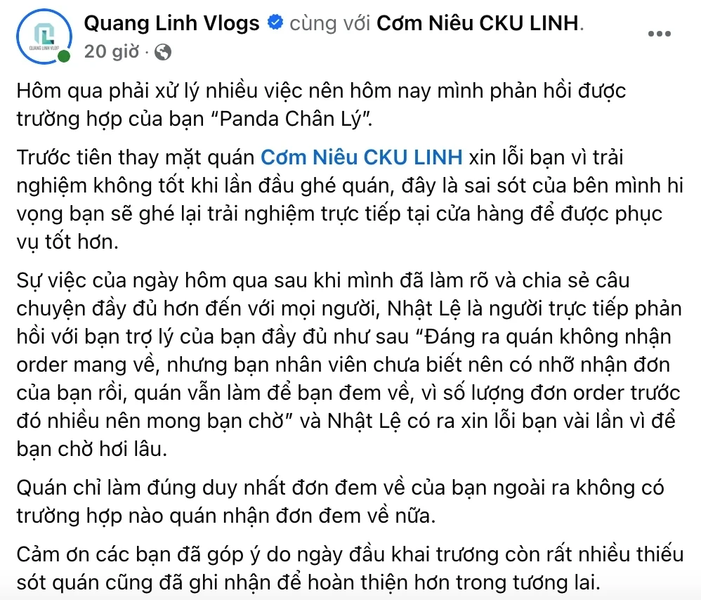 Chị gái Quang Linh tuyên bố sốc về quán cơm niêu, 1 câu đủ đè bẹp mọi lời chê - Hình 6