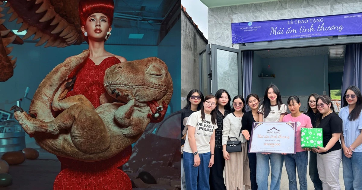 Hoa hậu Thùy Tiên chơi lớn chụp hình cùng khủng long, Netizen thích thú - Hình 6