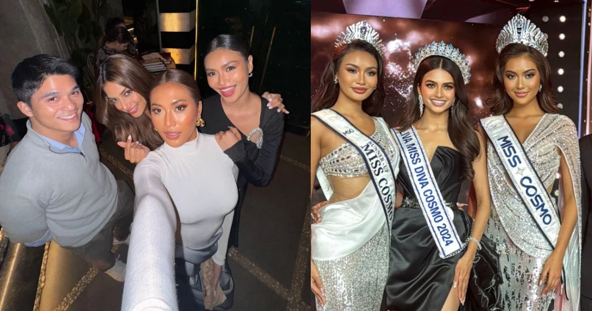 Người rắn Harnaaz Sandhu hội ngộ top 2 Miss Cosmo 2024, bùng nổ visual - Hình 8