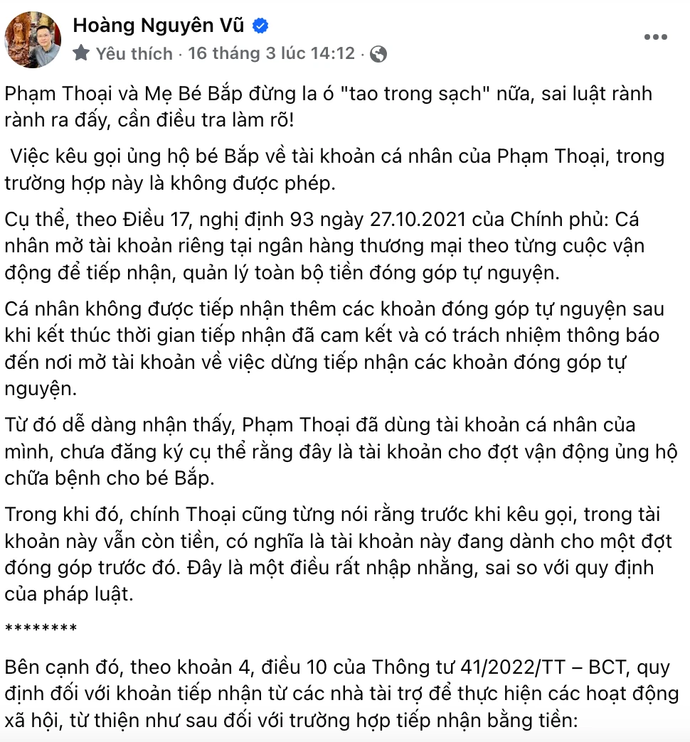 Hoàng Nguyên Vũ dẫn luật tiếp tục dí Phạm Thoại, tố mẹ bé Bắp đạo đức suy đồi - Hình 3