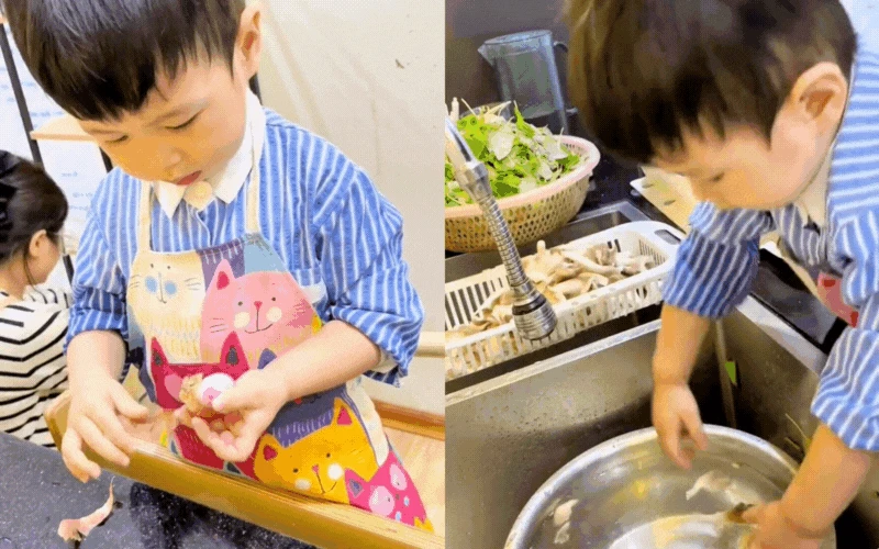 Đã đẹp trai lại còn biết pha matcha, nấu cơm, rửa bát: Búp măng non 2,5 tuổi khiến nhiều người lớn cũng phải tự ái - Hình 1