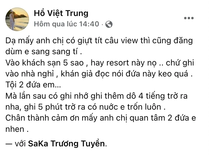 Hồ Việt Trung yêu đương, sống chung với Saka Trương Tuyền, vì sao không nhận? - Hình 4