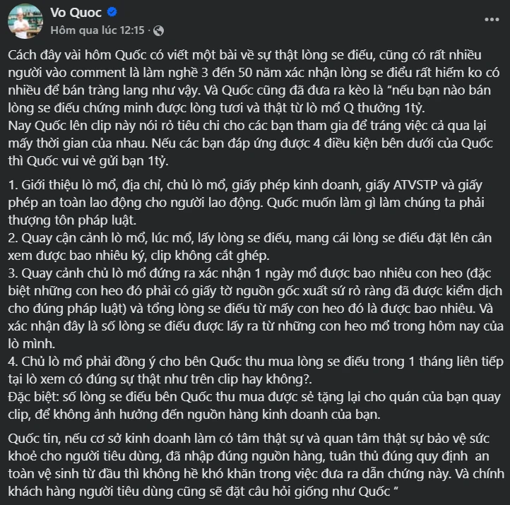 Vụ lòng se điếu fake: Đại sứ ẩm thực ra kèo 1 tỷ, tiết lộ bùa phép heo bệnh? - Hình 3
