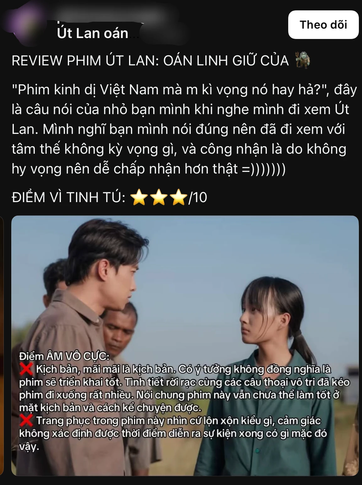 Phim Út Lan: khán giả quên sợ ma vì lo nhặt sạn, điểm âm vô cực, vì sao? - Hình 1