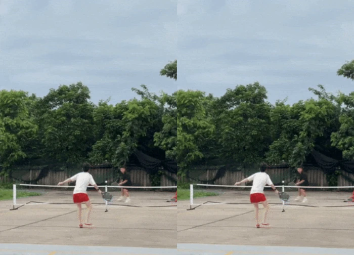 Chu Thanh Huyền chân đất đấu Pickleball với Quang Hải, quý tử hành động gây bão - Hình 4