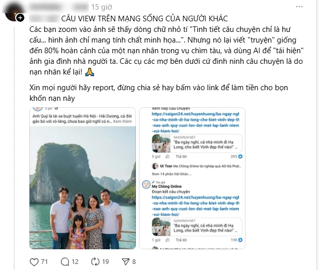 Câu view từ vụ lật tàu ở Hạ Long: dùng AI vẽ chuyện xát muối vào nỗi đau - Hình 4