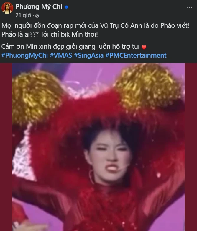 Phương Mỹ Chi lục đục với Pháo, đăng status phủi công viết rap ở Sing! Asia? - Hình 2
