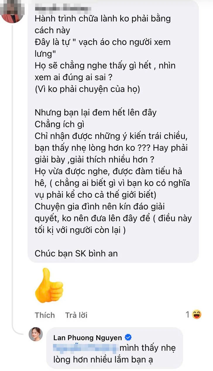 Lan Phương bị anti khuyên tém kể khổ lại, đáp trả 1 đoạn dài gây chú ý - Hình 2