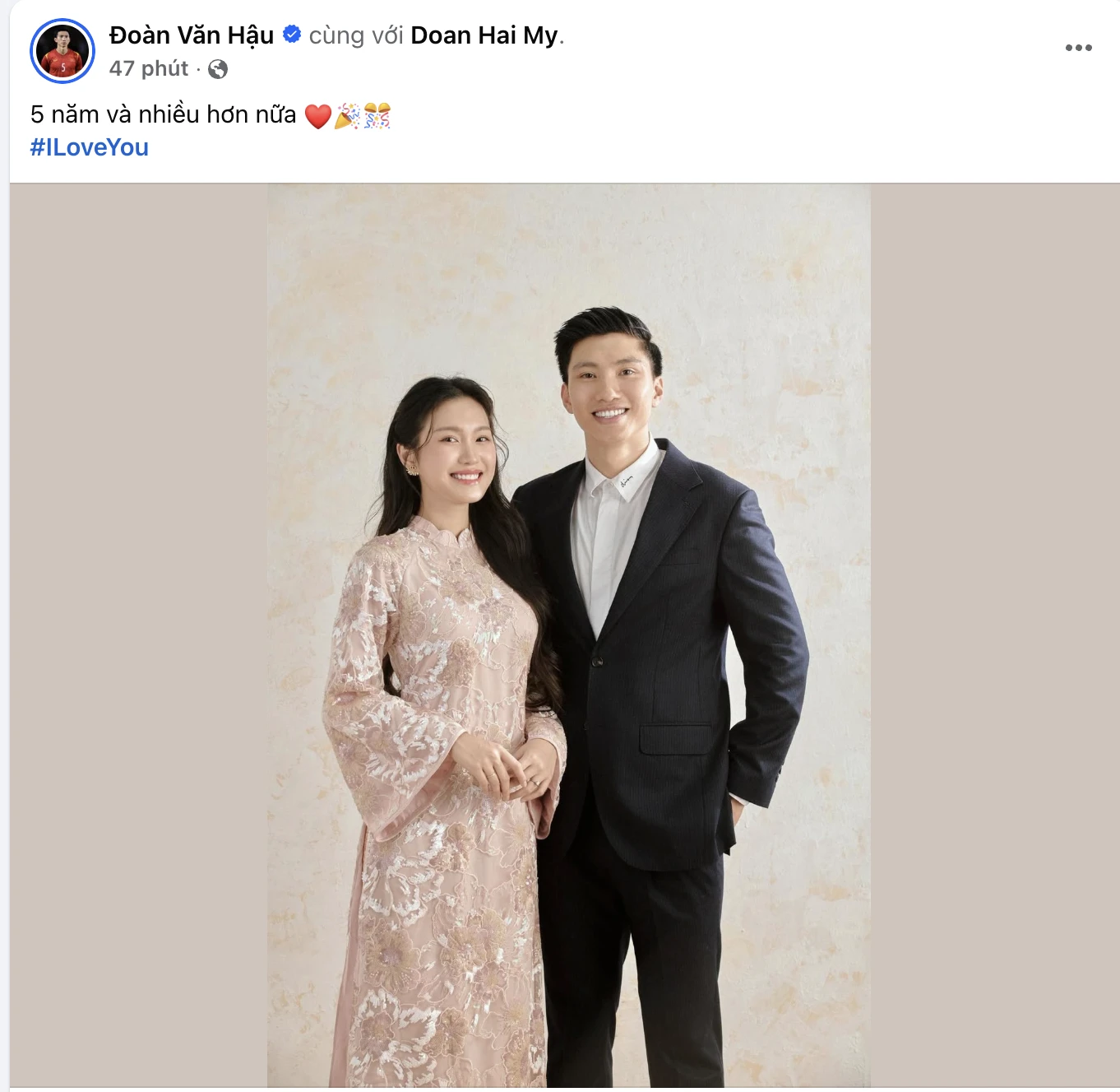 Văn Hậu kỉ niệm 5 năm, nhắn vợ 6 chữ, nội dung sốc khiến Đức Chinh đòi 50 mâm - Hình 2