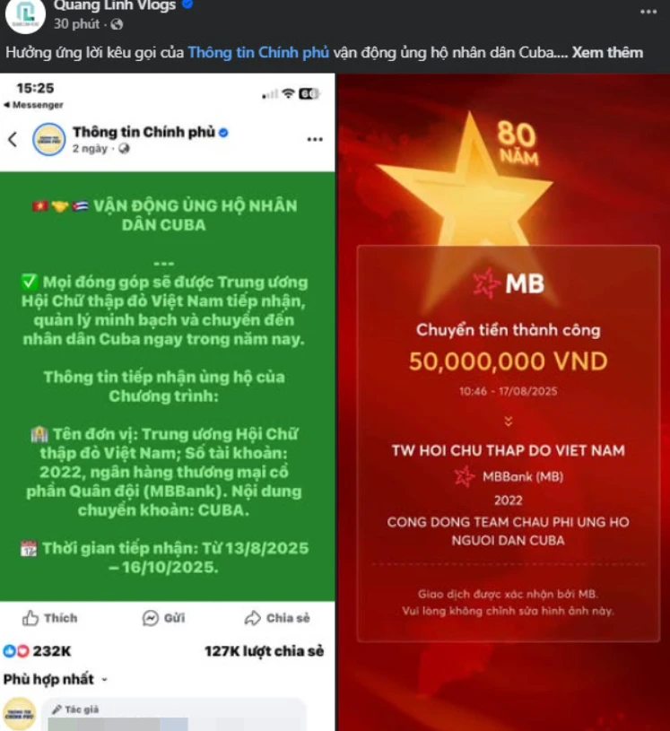 Team Quang Linh lộ diện bất ngờ tung sao kê, lộ số khủng ủng hộ Cuba - Hình 2