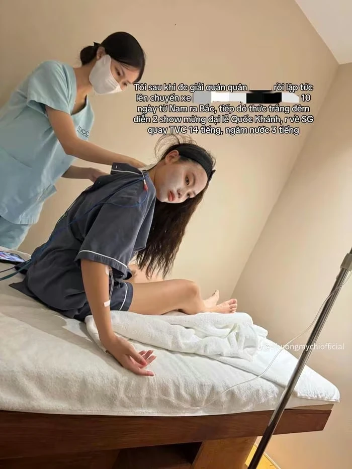 Phương Mỹ Chi lộ ảnh truyền nước biển, sắc mặt nhợt nhạt khiến Tổ Cò lo sốt vó - Hình 2