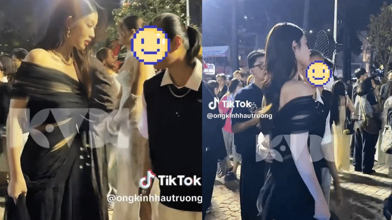 Hoa hậu Đoàn Thiên Ân hất tay fan nữ xin chụp ảnh cùng tại sự kiện? - Hình 1