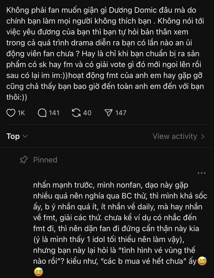 Fan phản hồi ti&ecirc;u cực