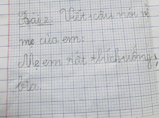 Làm bài tập về nhà, cậu bé lớp 1 vô tình để lộ bí mật khiến mẹ ngượng chín mặt - Hình 1