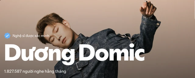 Dương Domic đạt 1,8 triệu người nghe tr&ecirc;n Spotify