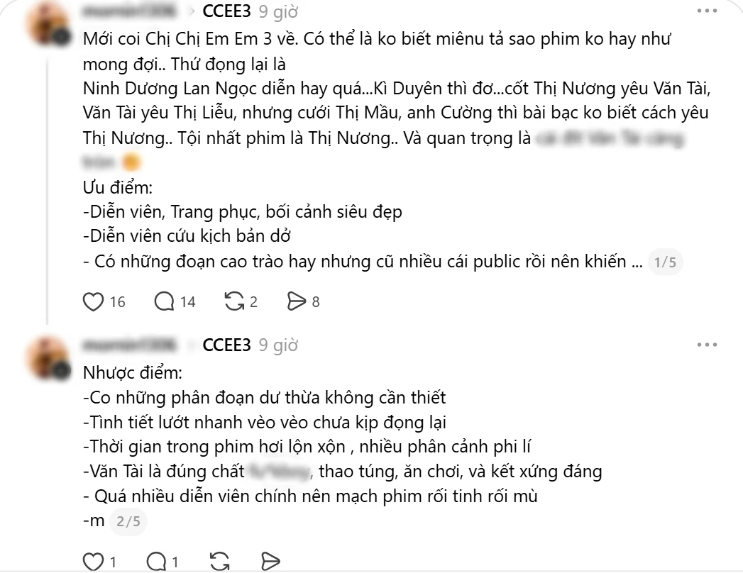 HOT nhất Threads lúc này: Netizen điên cuồng review Chị Chị Em Em 3, bão chê bai chiến rừng khen ngợi - Hình 8