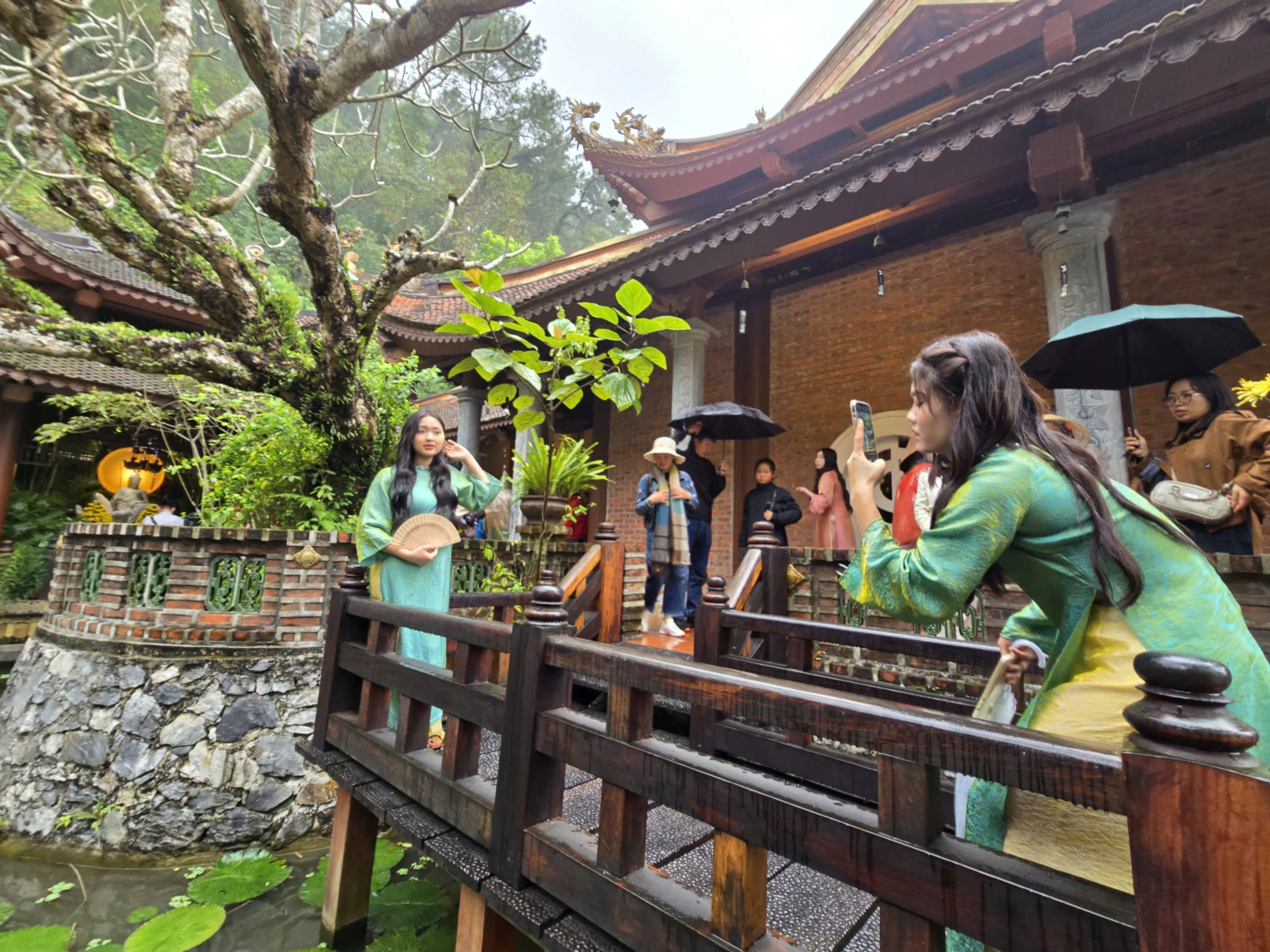 Khách thập phương đội mưa xuân vãn cảnh chùa Địa Tạng Phi Lai - Hình 17