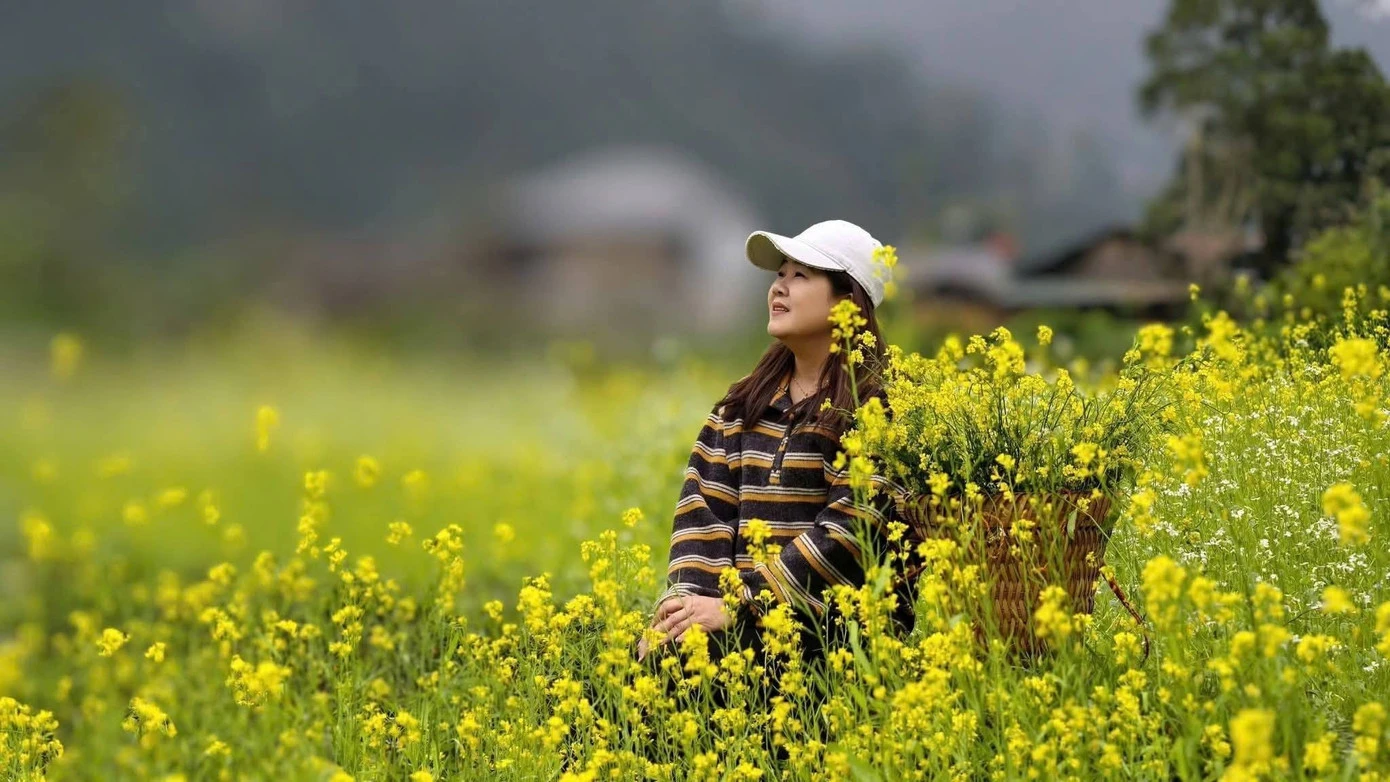 Du khách nô nức check-in ở thung lũng hoa cải vàng - Hình 3