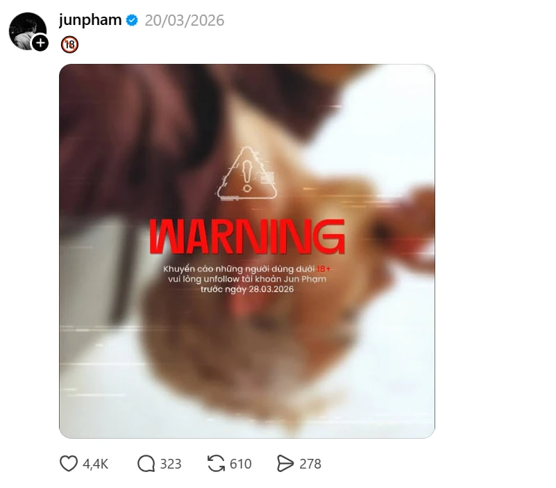 MV phản cảm của Jun Phạm không giới hạn độ tuổi, ekip chỉ khuyên người dùng dưới 18 tuổi hủy theo dõi các tài khoản cá nhân - Hình 2