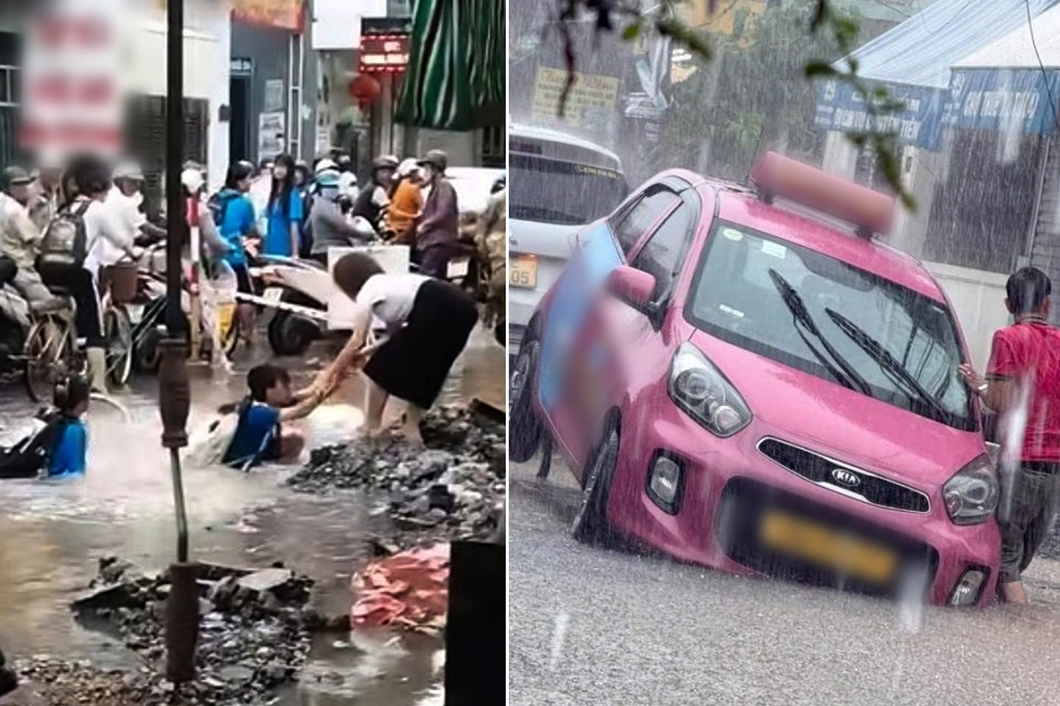 Nhiều học sinh rơi xuống hố công trình giữa phố ở Hải Phòng - Hình 2