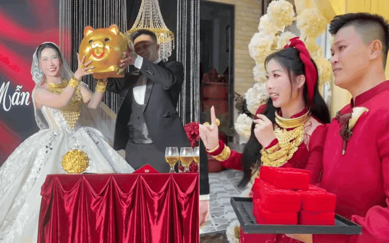 Đám cưới hào môn tại Bến Tre: Cô dâu đeo 15 lượng vàng, nghi thức cưới lạ chưa từng thấy - Hình 1