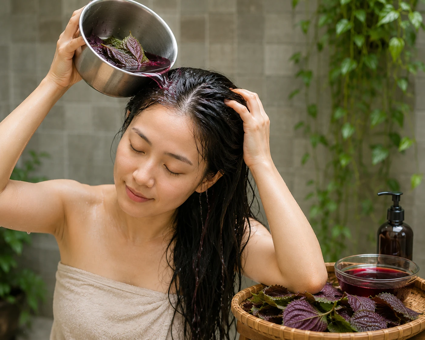 Dùng nước tía tô gội đầu mọc tóc con hiệu quả như thế nào? - Hình 1