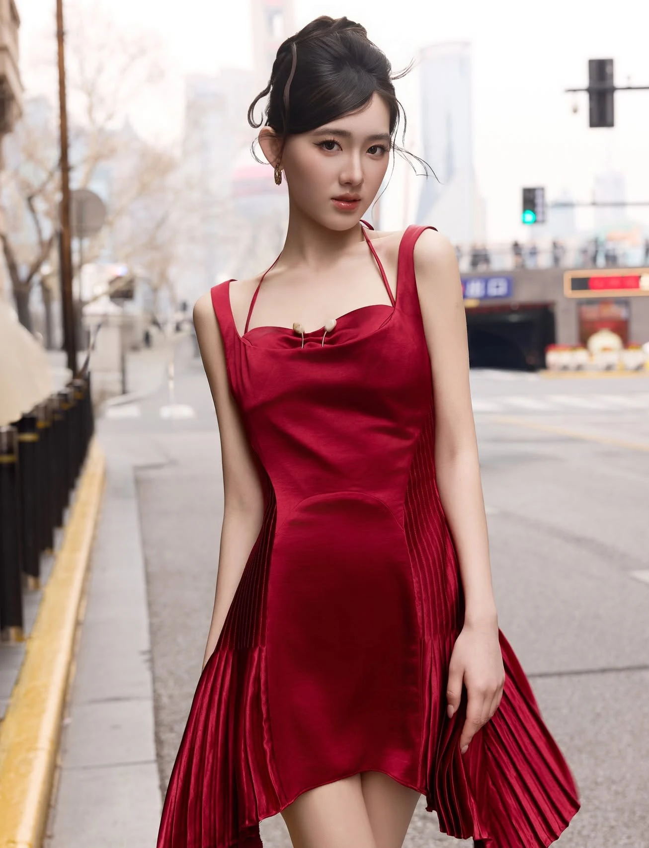 Váy lụa satin và bí quyết phối đồ thu thanh lịch, sang trọng - Hình 4