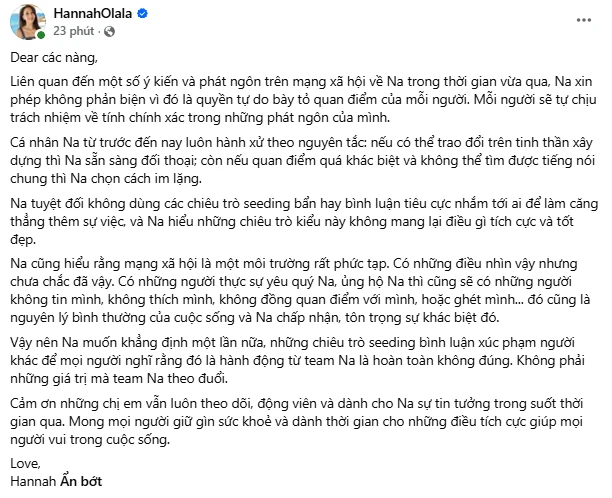 Hannah Olala lên tiếng về nghi vấn seeding bẩn và những bình luận xúc phạm giữa ồn ào - Hình 2