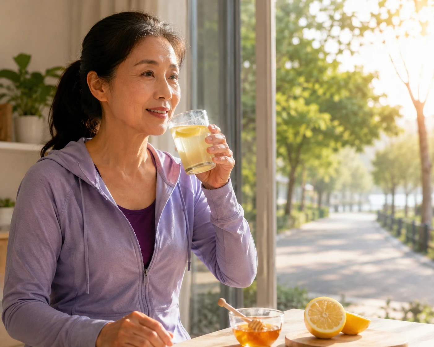 Sau tuổi 50, có nên uống nước chanh mật ong trước khi đi bộ buổi sáng? - Hình 1
