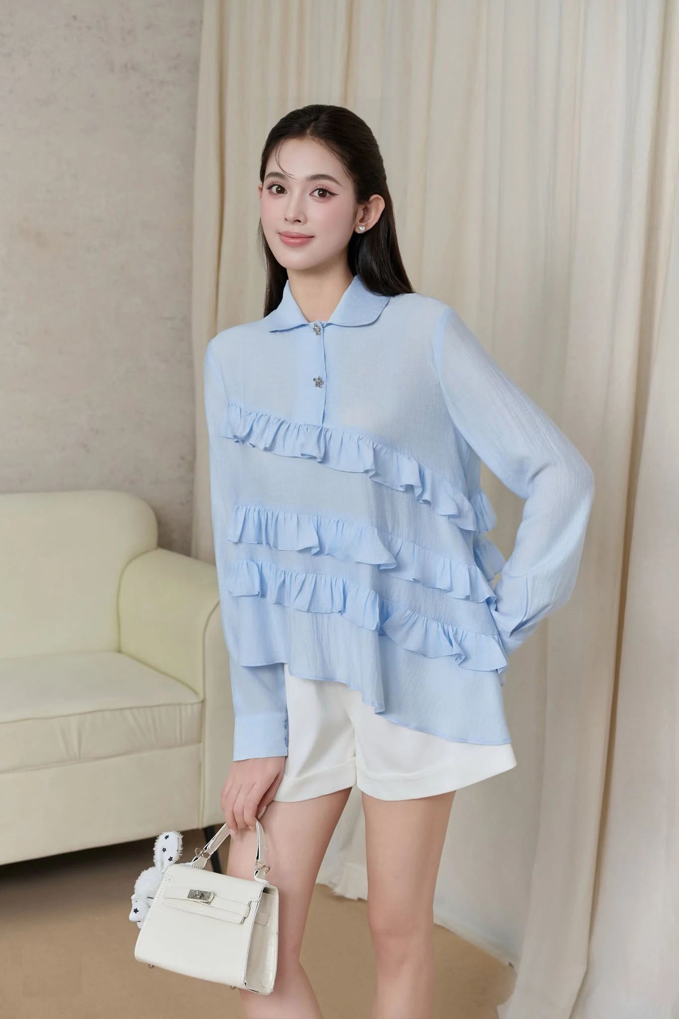 Phong cách tối giản với áo sơ mi, quần ống rộng và chân váy chữ A - Hình 6