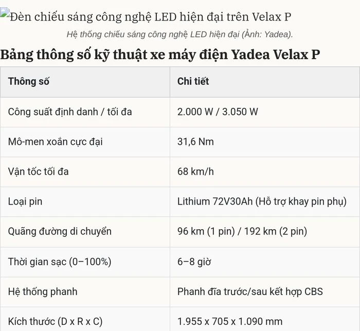 Đánh giá xe máy điện Yadea Velax P: Mẫu xe thể thao đi 192 km với công nghệ CBS an toàn - Hình 7