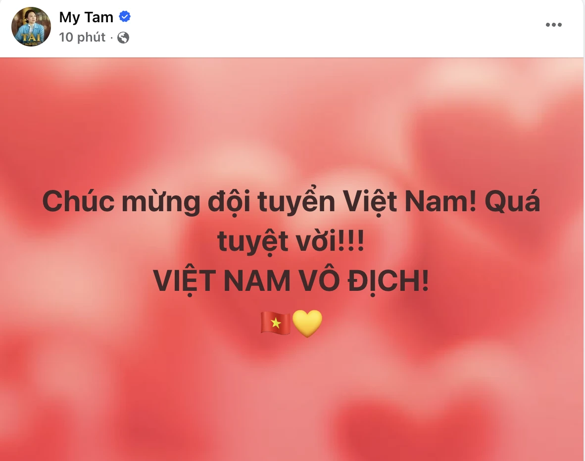 Mỹ Tâm - Sơn Tùng và cả showbiz ăn mừng ĐT Việt Nam vô địch, Hoà Minzy check-in SVĐ Mỹ Đình, Diệu Nhi - Lan Ngọc hẹn đi bão - Hình 13