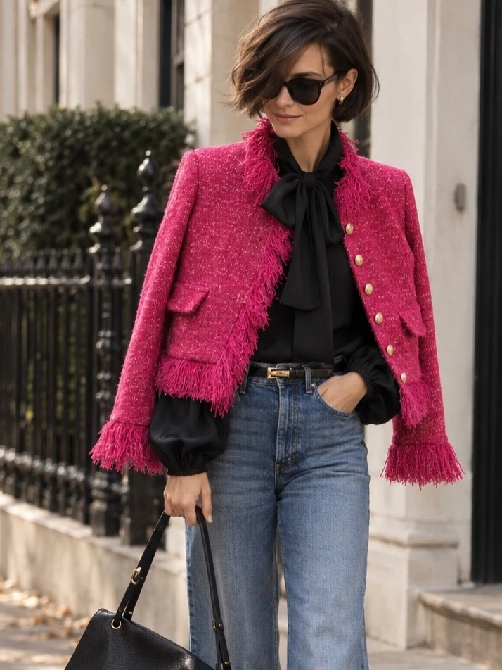 Quần jeans và áo tweed, bộ đôi cứ mặc là đẹp, sang - Hình 4