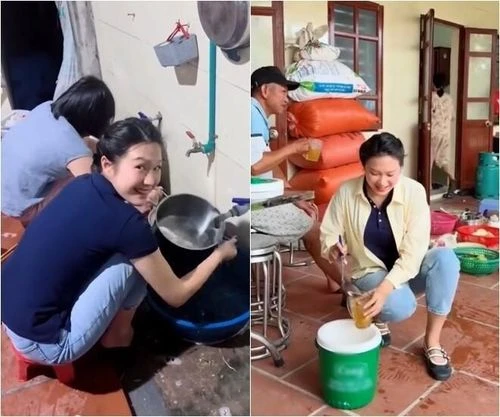 Doãn Hải My vào bếp khi về quê Văn Hậu - Hình 1
